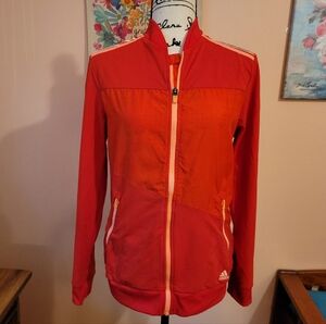 Adidas Women's Red Track Jacket, Orange, White & Purple Detail, Pockets, EUC, M